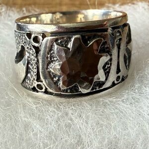 Silpada Sterling Silver Wide Band Sun, Moon, Star Ring